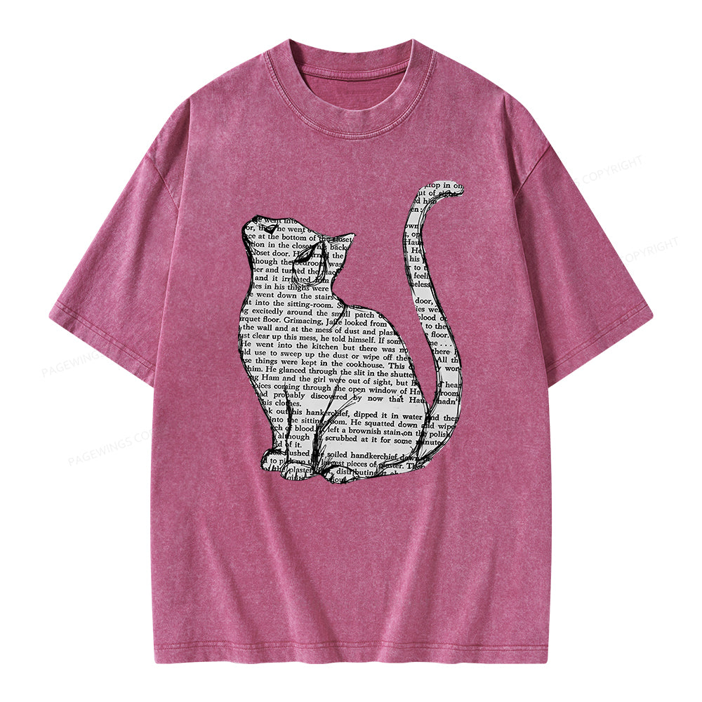 Lots Of Books And Cute Cats Unisex Washed T-shirt