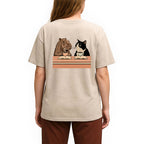 Capybara And Cat Talk Back Washed T-Shirt