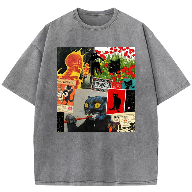 Abstract cat illustration Washed T-Shirt