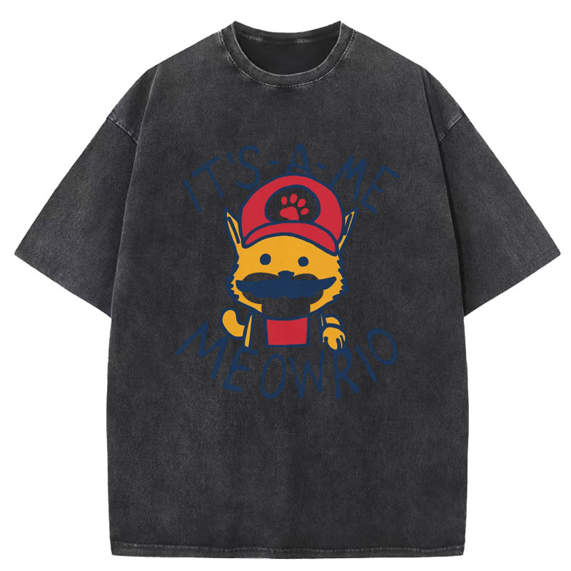lt's-a-me Meowrio Washed T-Shirt