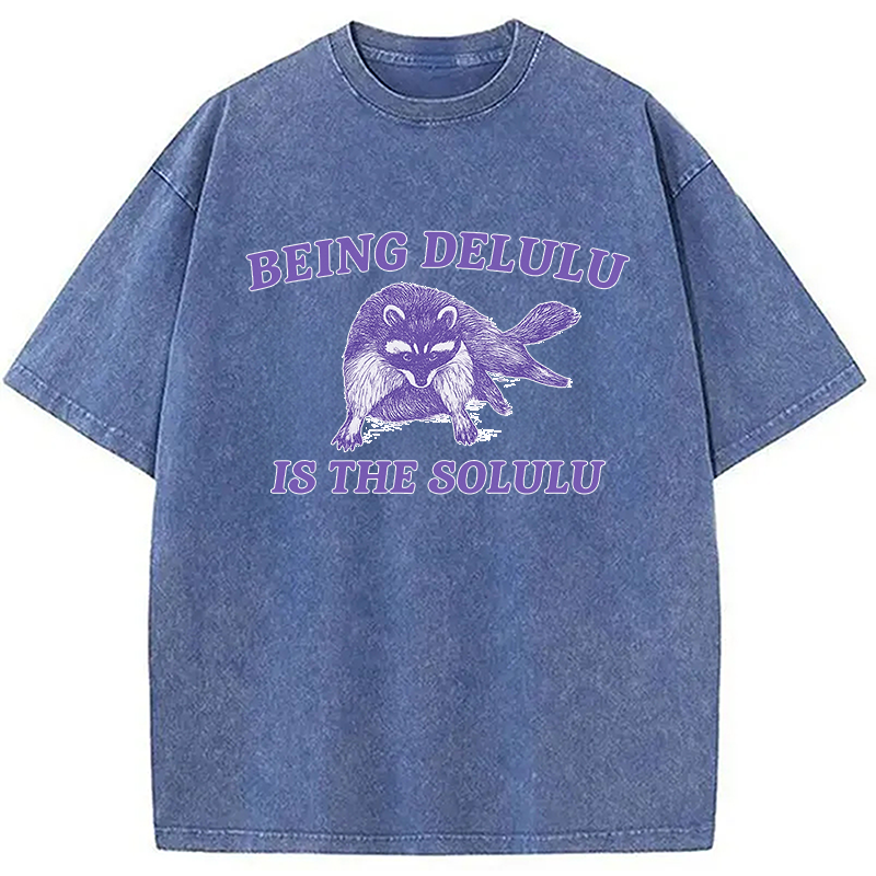 Funny Delusional Raccoon Washed T-Shirt