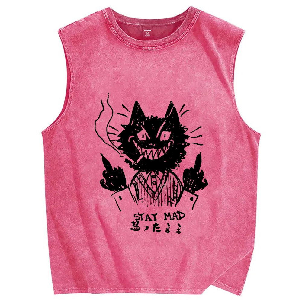 Stay Mad Vintage Distressed Washed Tank Top