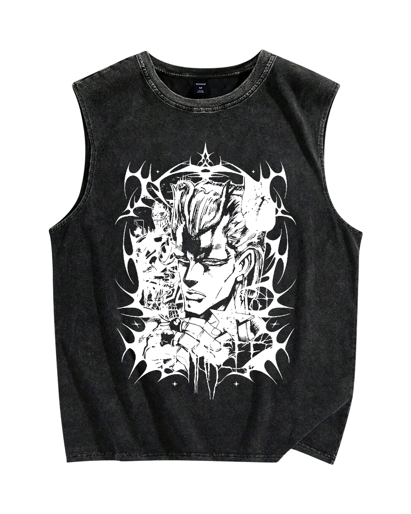 Japanese Anime JOJO Vintage Distressed Washed Tank Top