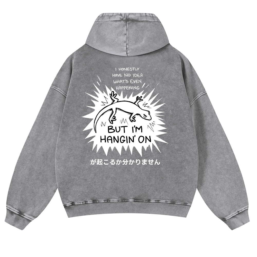 Gecko Vintage Washed Cotton Back Art Hoodie