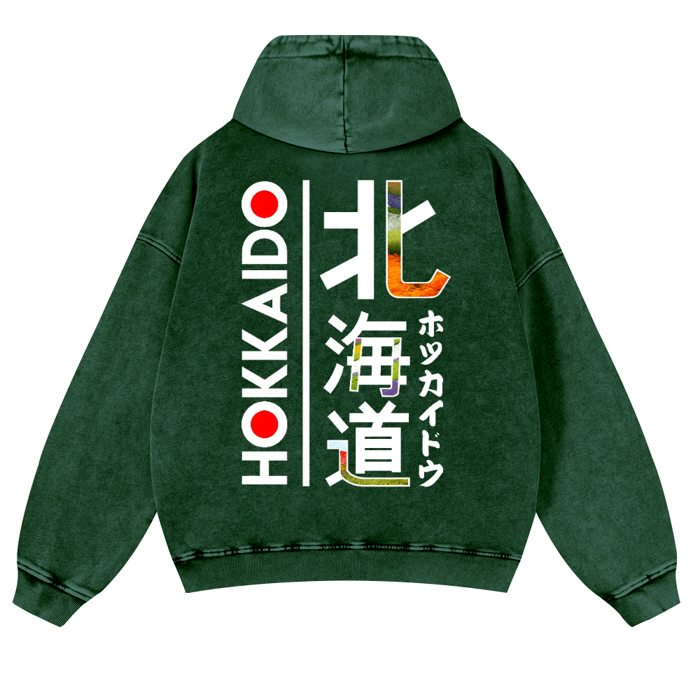 Hokkaido Vintage Washed Cotton Back Art Hoodie