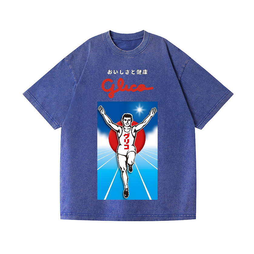 Osaka Dotonbori Glico Running Man Vintage Wash Japanese Design T-Shirt