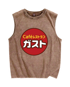 Unisex Japanese Restaurant Gusto Printed Washed Tank Top