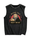 Make Tea not War Vintage Distressed Washed Tank Top