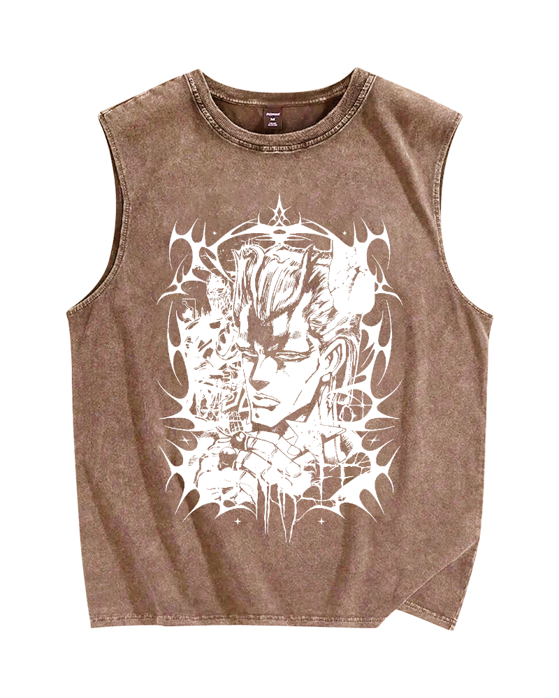 Japanese Anime JOJO Vintage Distressed Washed Tank Top
