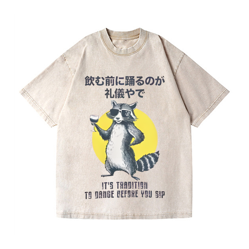 Raccoon Vintage Wash Japanese Design T-Shirt
