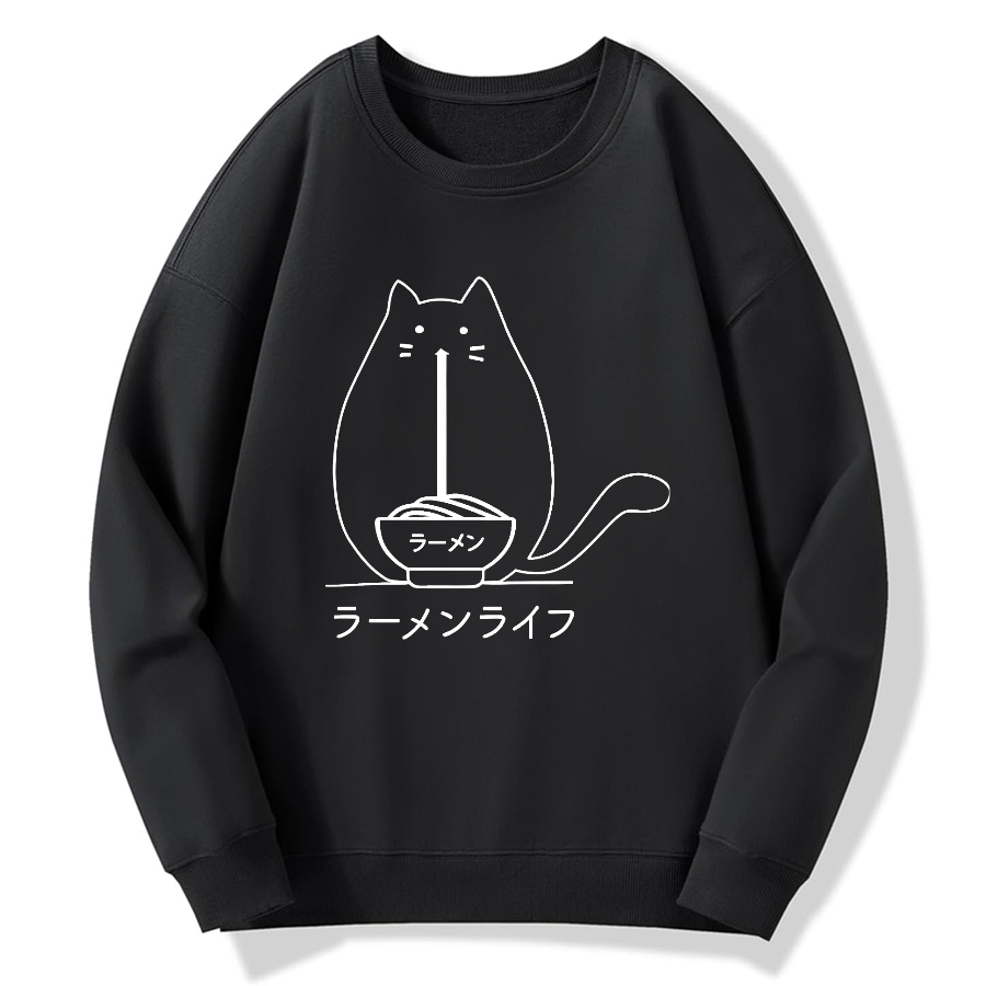 Ramen Cat Cotton Pullover Sweatshirt