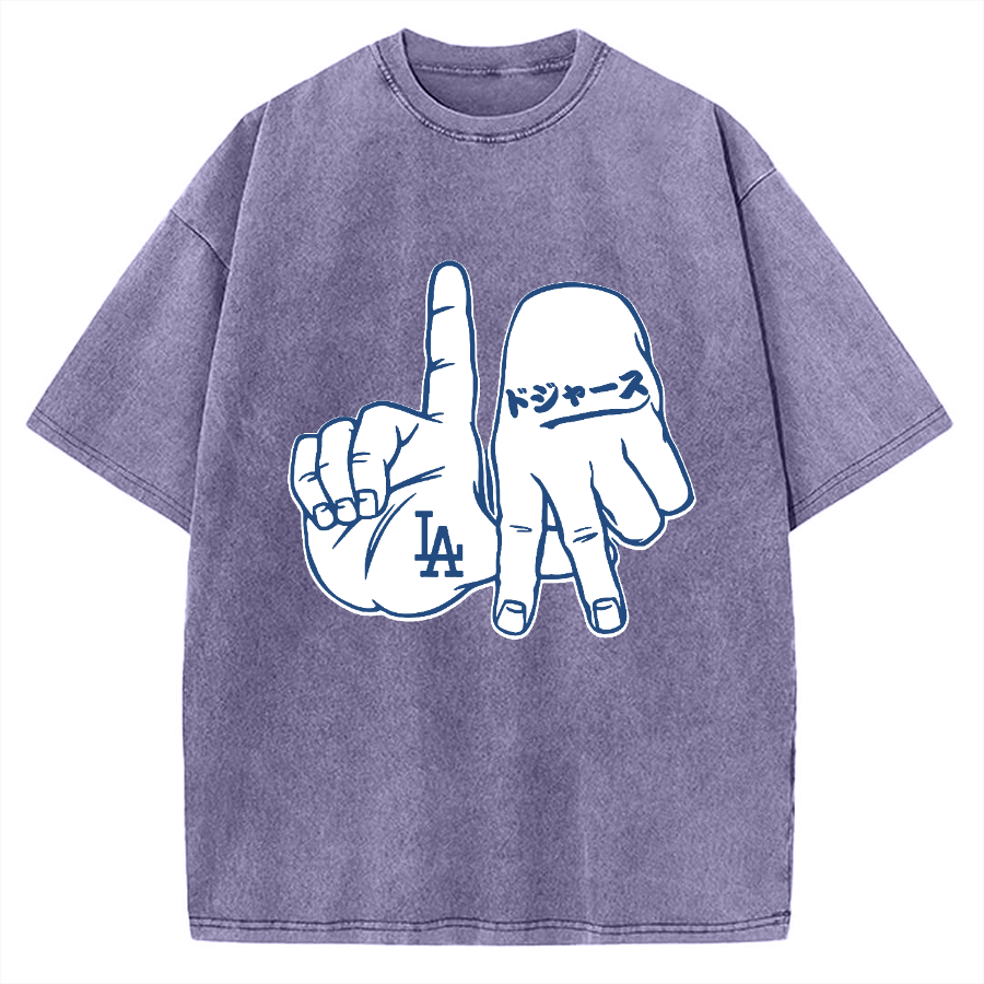 LA  Sign & Baseball Vintage Washed T-shirt