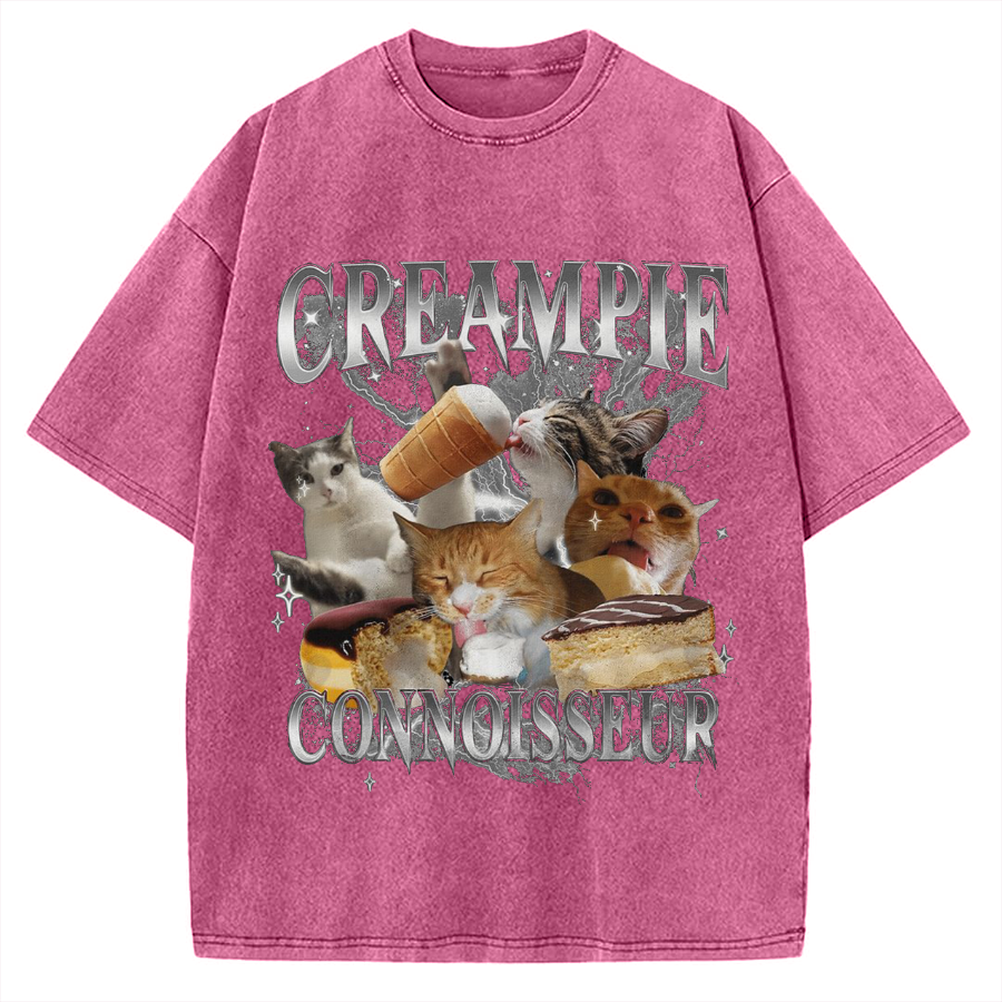 Creampie Connoisseur Meme Vintage Washed T-shirt