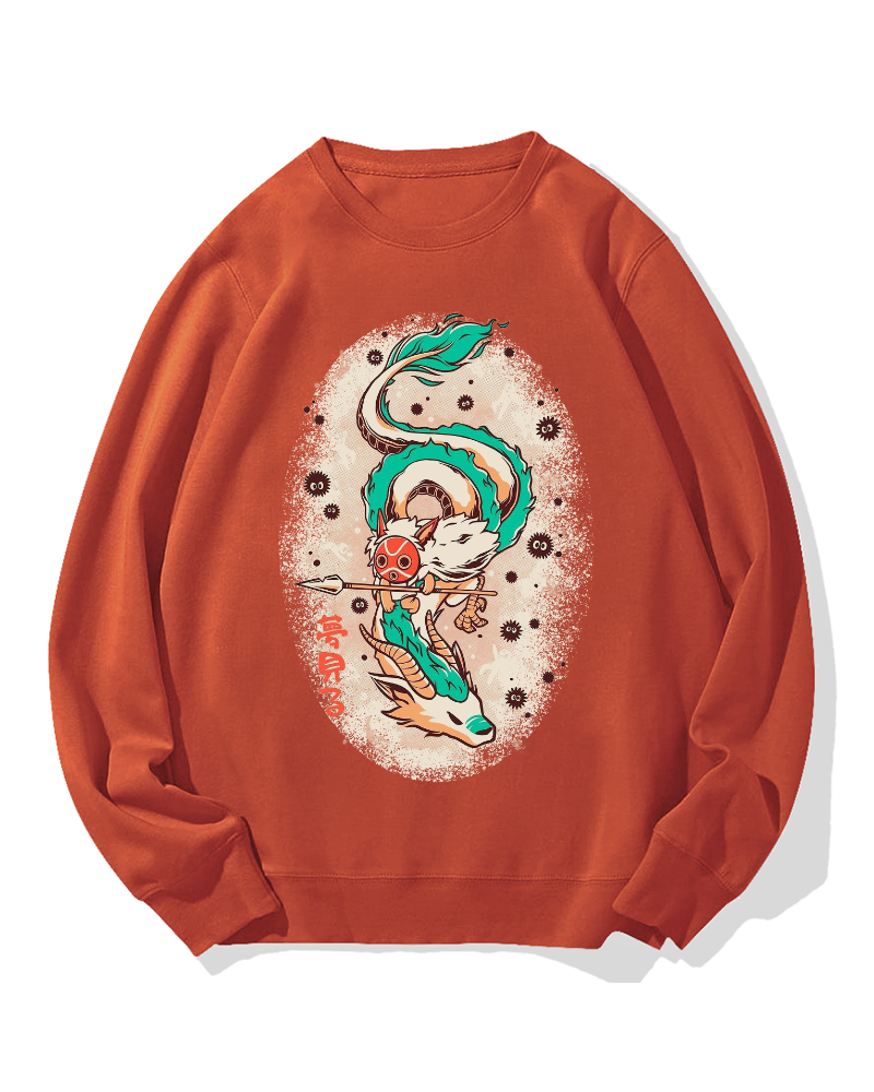 Japanese White Dragon Cotton Sweatshirt