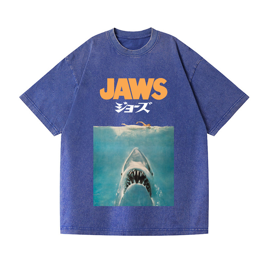Jaws Shark Vintage Wash Japanese Design T-Shirt