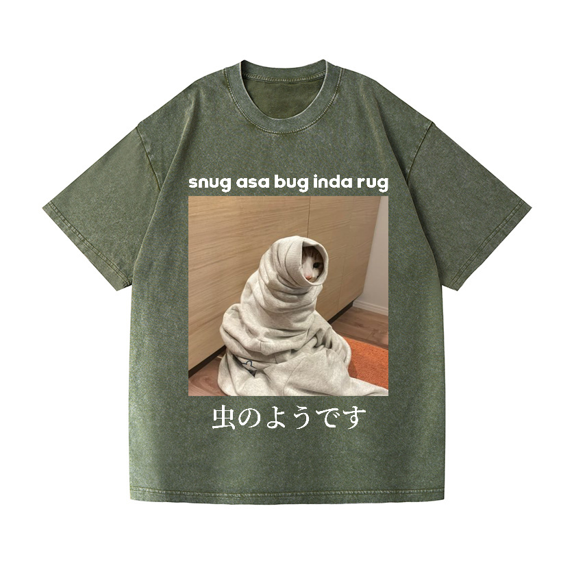 Snug Cat Vintage Wash Japanese Design T-Shirt