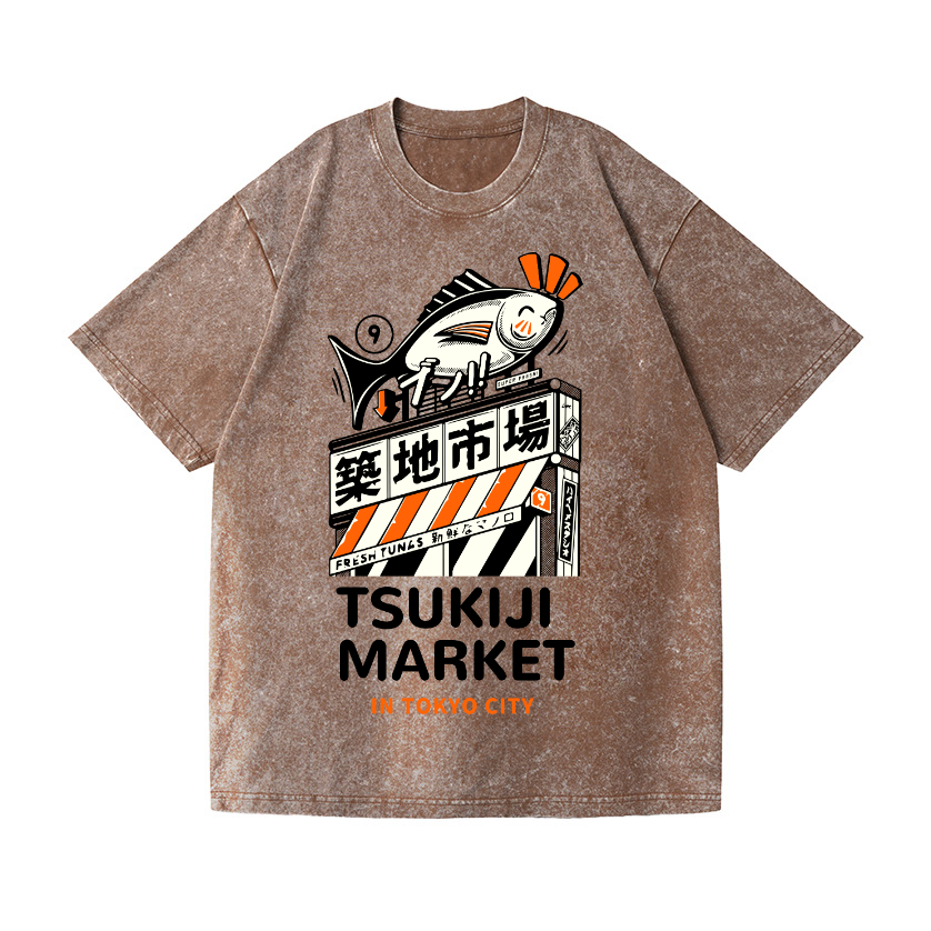 Tsukiji Market Vintage Wash Japanese Design T-Shirt