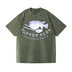 Puffer Fish Vintage Wash Japanese Design T-Shirt