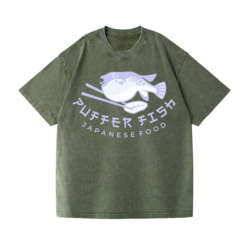 Puffer Fish Vintage Wash Japanese Design T-Shirt