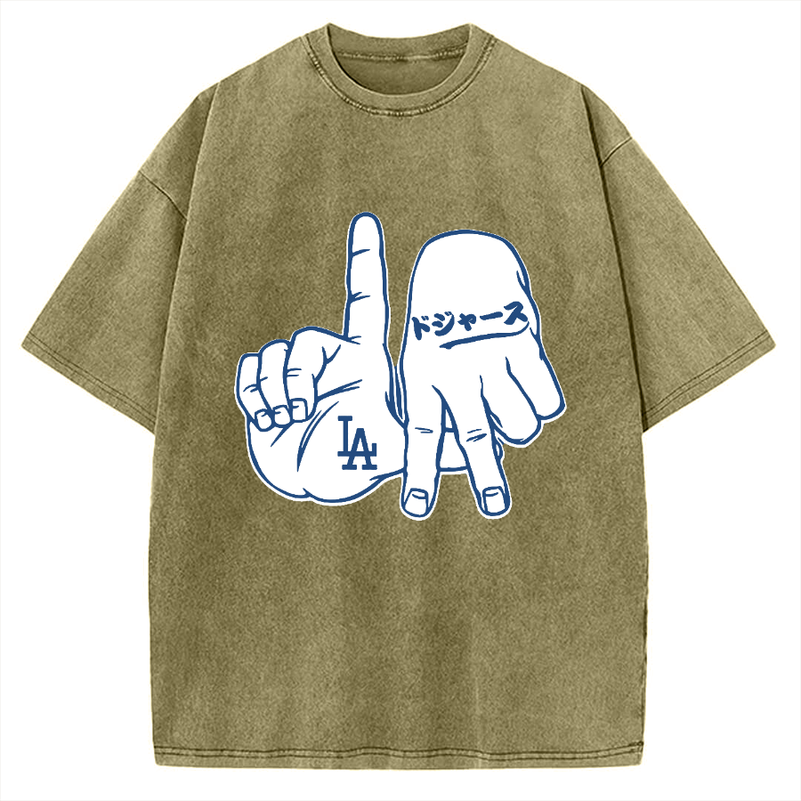 LA  Sign & Baseball Vintage Washed T-shirt