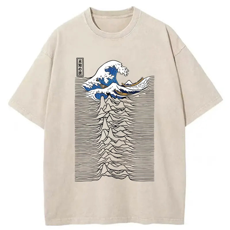 Music And Waves Washed T-Shirt