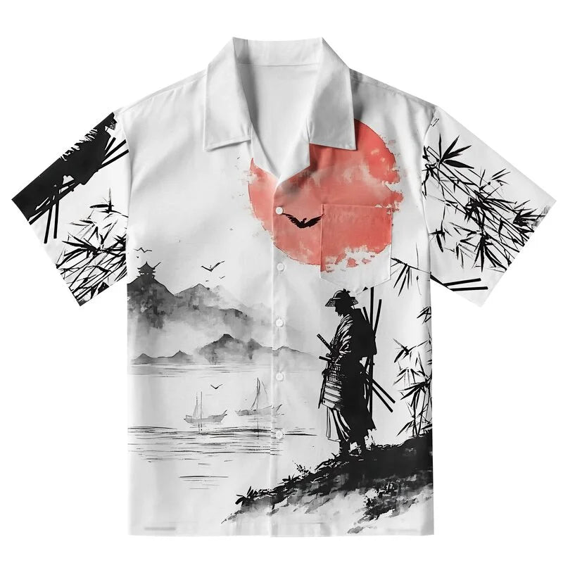 Samurai At Sunset Aloha Hawaiian Shirt