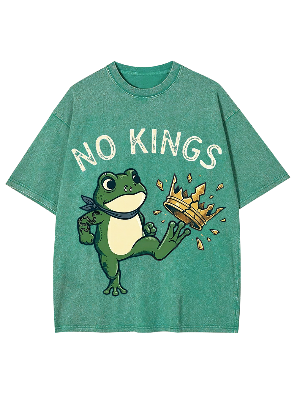 Unisex Frog Against the Crown Printed Washed Tee