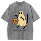 Halloween Cat Soul Washed T-Shirt