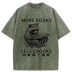 More Books Less Crooks Washed T-Shirt