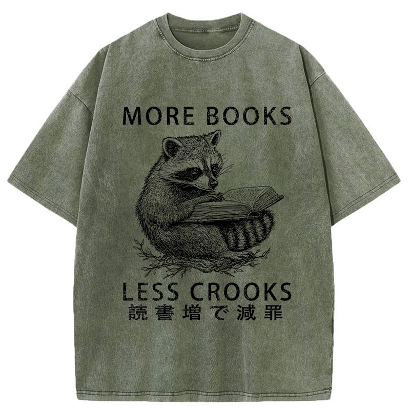 More Books Less Crooks Washed T-Shirt