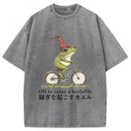 Off to Cause a Kerfuffle Frog Washed T-Shirt