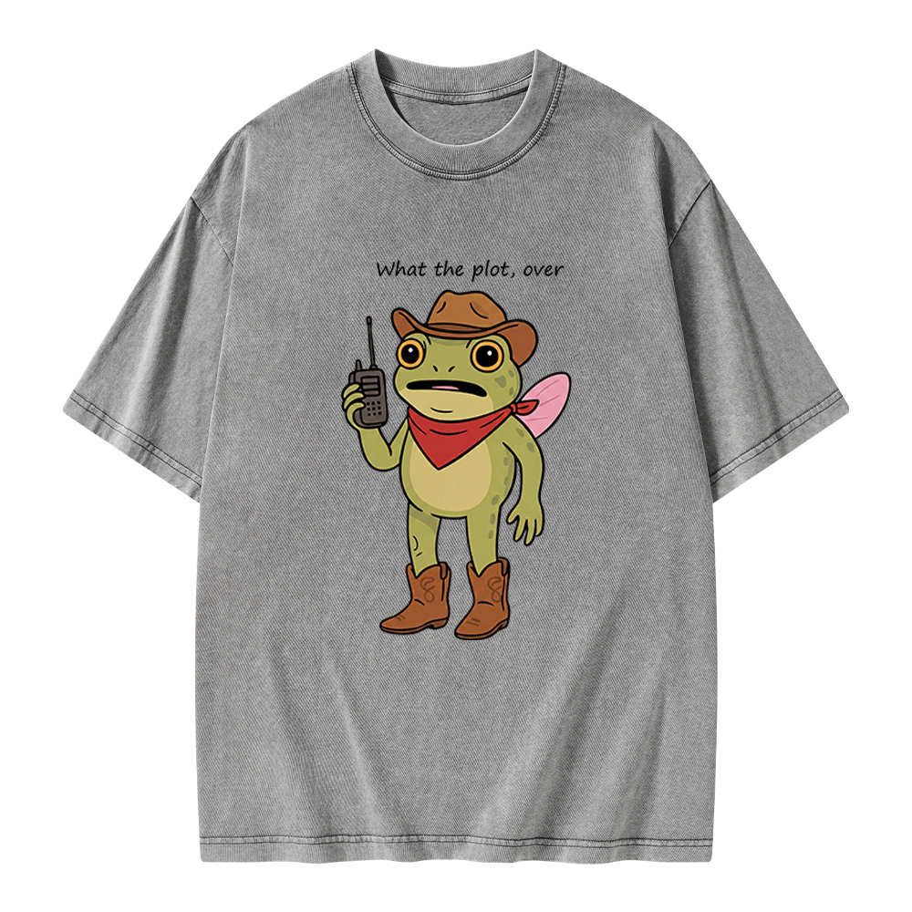 Unisex What The Plot Printed Washed Tee