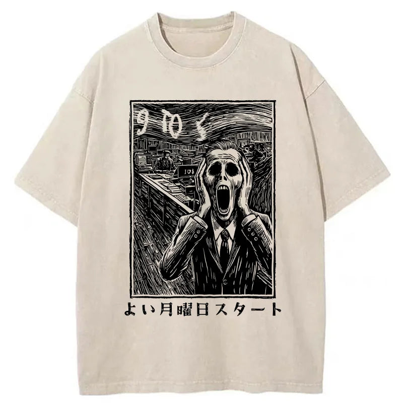 Office Worker The Scream Washed T-Shirt