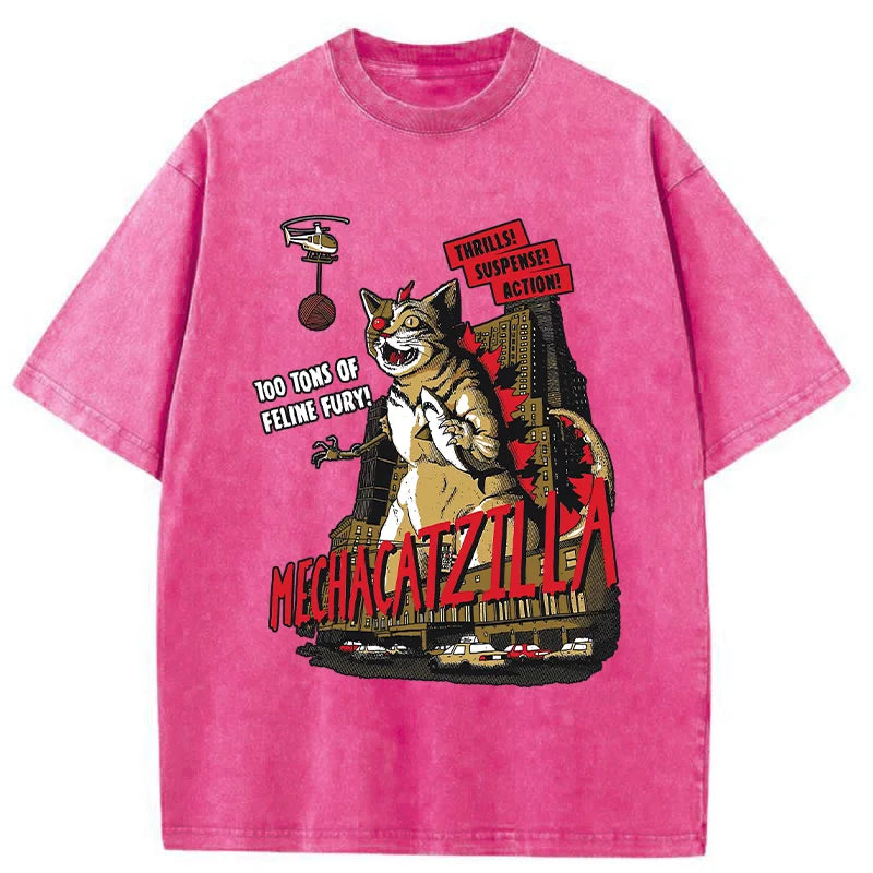 MechaCatzilla Washed T-Shirt
