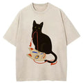 Cat Holding A Fox Mask Washed T-Shirt