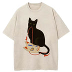 Cat Holding A Fox Mask Washed T-Shirt