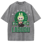 Samurai-Themed Labubu Washed T-Shirt