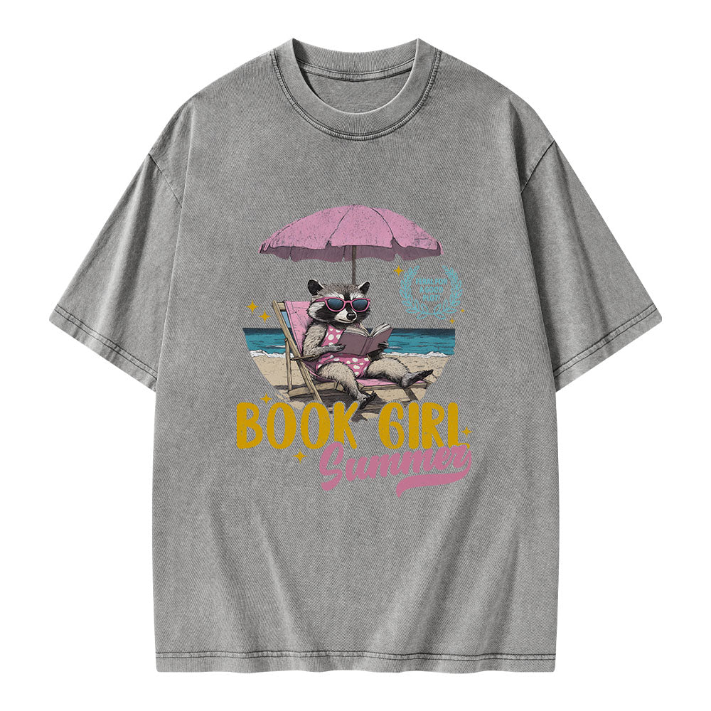 Book Girl Summer Unisex Washed T-shirt