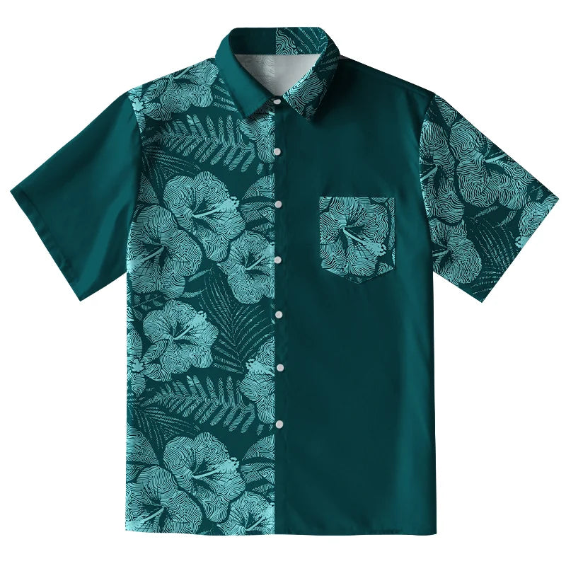 Tropical Ripple Flowers Button-up Shirt