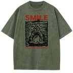 Unisex White Shark Crisis Printed Washed Tee