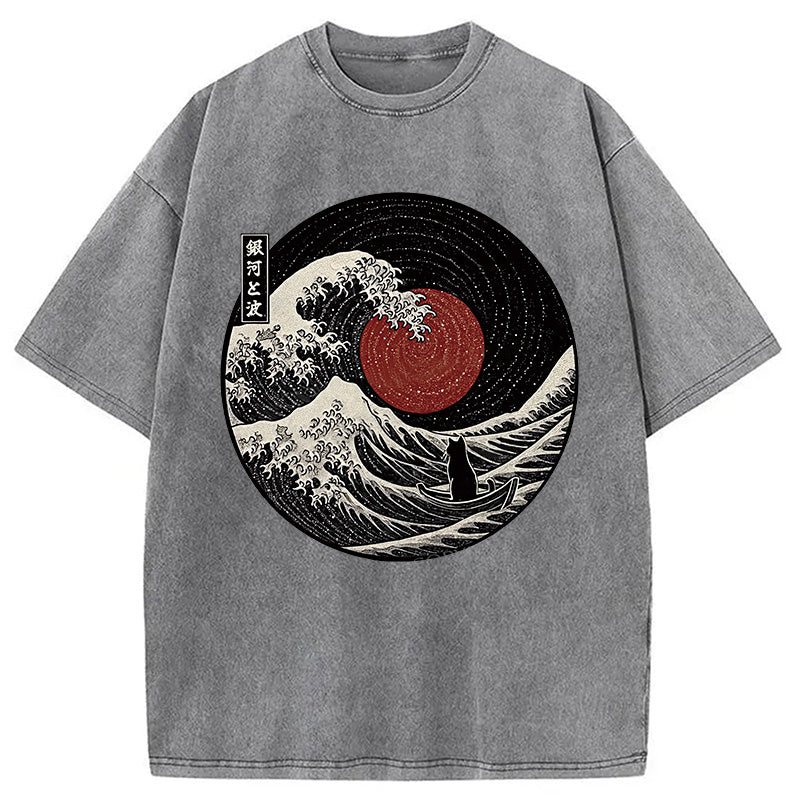 The Solitary Wanderer Cat Washed T-Shirt