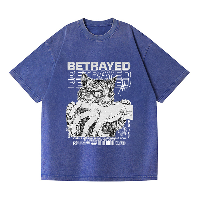 Angry Cat Washed T-Shirt