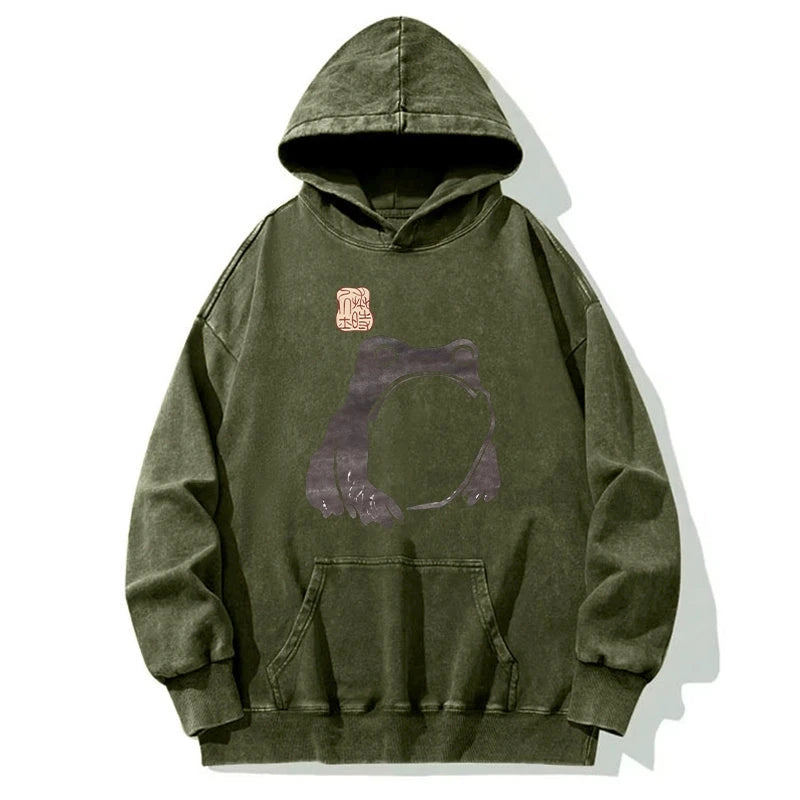 Matsumoto Hoji Woodblock Print Frog Washed Hoodie