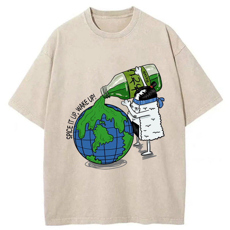 Funny Rice Ball With Wasabi Washed T-Shirt