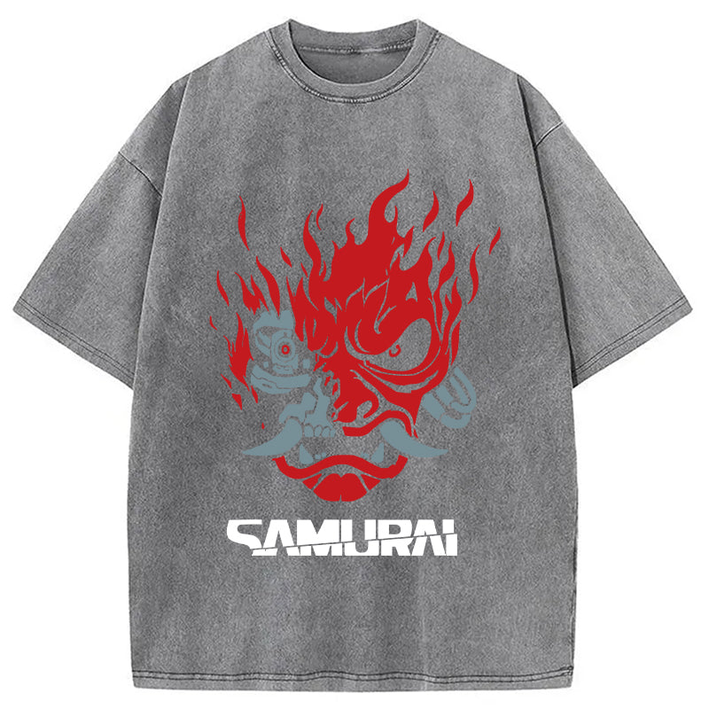 Vintage Samurai Retro Japanese Washed T-Shirt