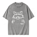 Unisex Funny Raccoon Printed Washed Tee