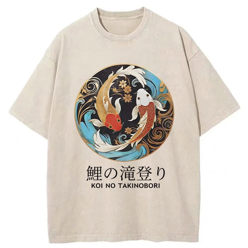 Two Koi Carps Washed T-Shirt