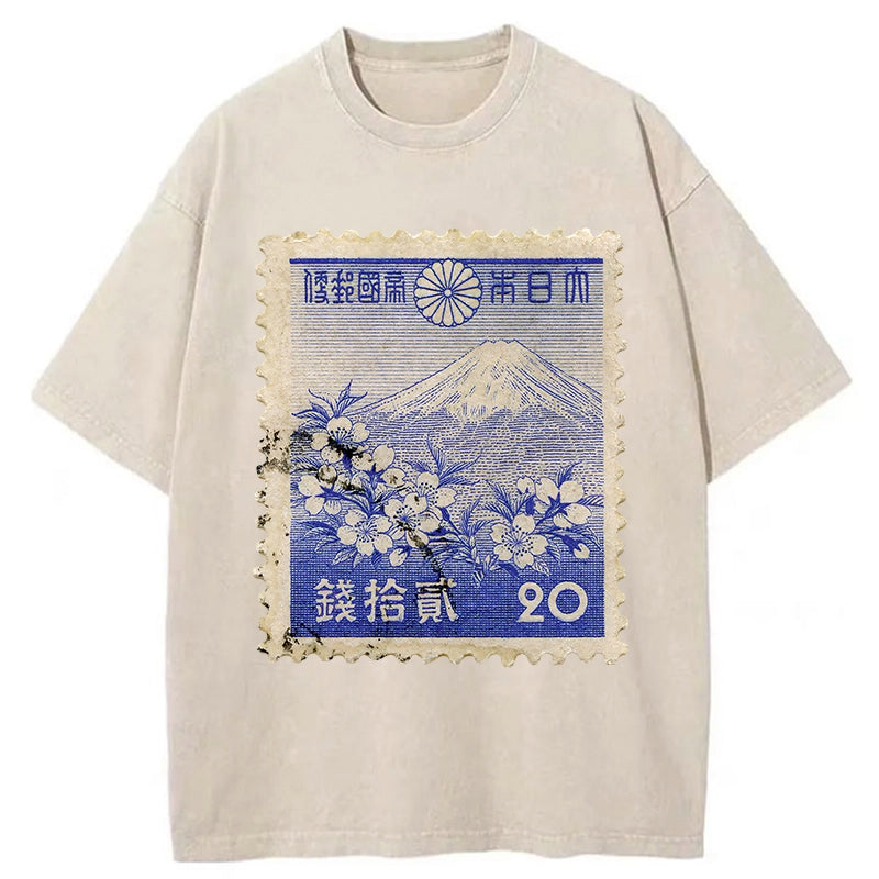 Japan Vintage Stamp Washed T-Shirt