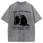 Cat Admiring Himself Washed T-Shirt