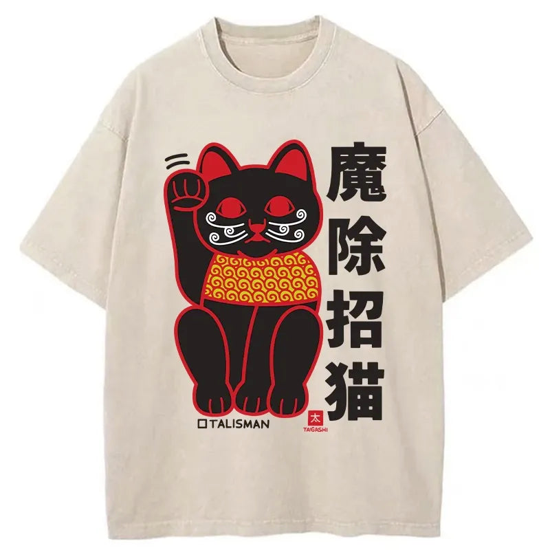 Magic Lucky Cat Washed T-Shirt